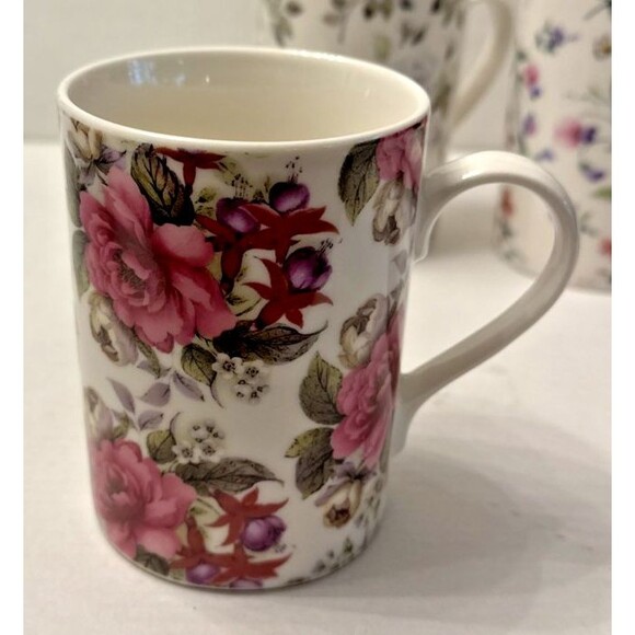 Home Essentials Roses Floral Tea Coffee Mug 12 Oz. Set of 6 Vintage EUC - Picture 7 of 15